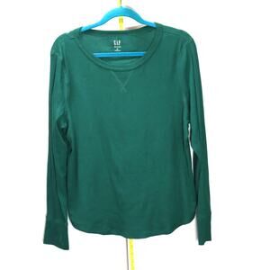 GAP Green Waffle Knit Long Sleeve Thermal‎ Tee Mens XL Casual Basic